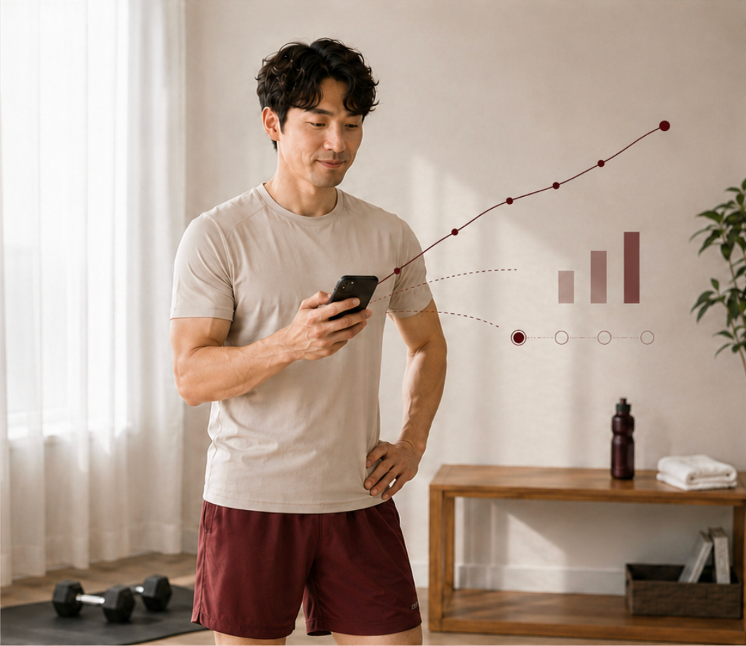 A person reviewing measurable training progress on a phone